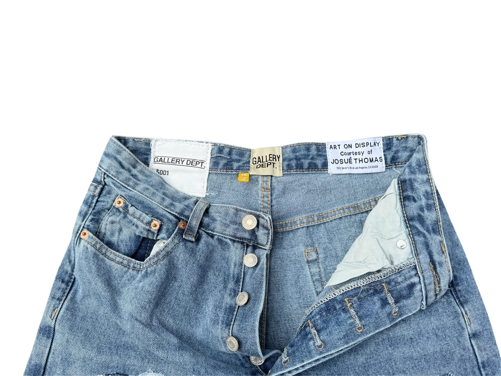 P286💰G77 GALLERY DEPT.G letter patch pudding 5001 denim washed and distressed spliced jeans -Original purchase and pattern making to truly restore the ultimate vintage texture -Original hardware accessories, washed and other elevators, QR code analysis are all purchased from the original factory, high degree of restoration, you are welcome to compare the products~ -Three-dimensional version, loose and comfortable, not picky about the figure, taller and slimmer, factory Seiko, original factory quality control, same style for men and women, can be matched with couples Versatile recommendation: must-have jeans for all seasons Color: blue Size: S-XXL (28-36)
